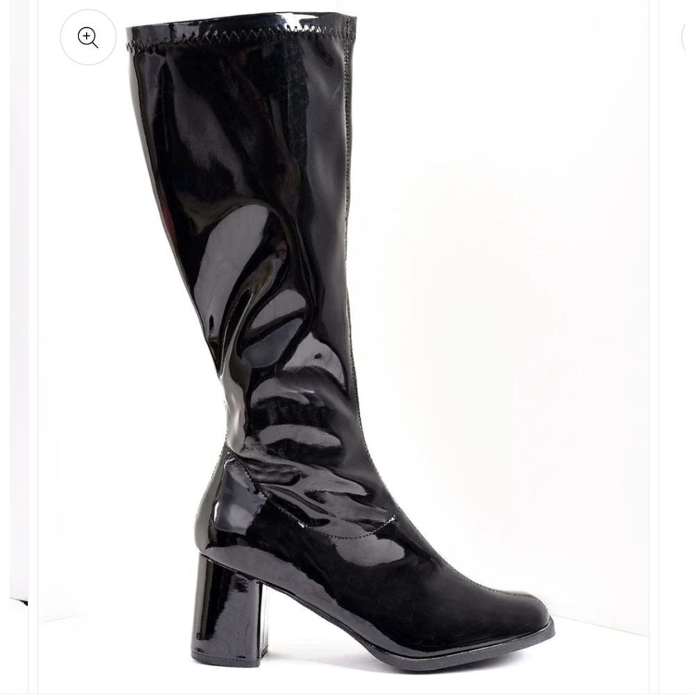 Unique Vintage Boots Women's Black Go Go Dancer Mod 70s Hippie Knee Hi Costume - Picture 7 of 7